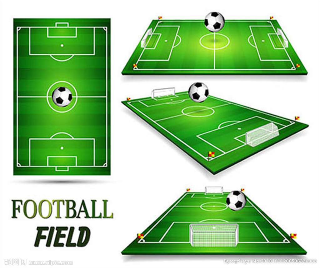 多种视图的足球场模型