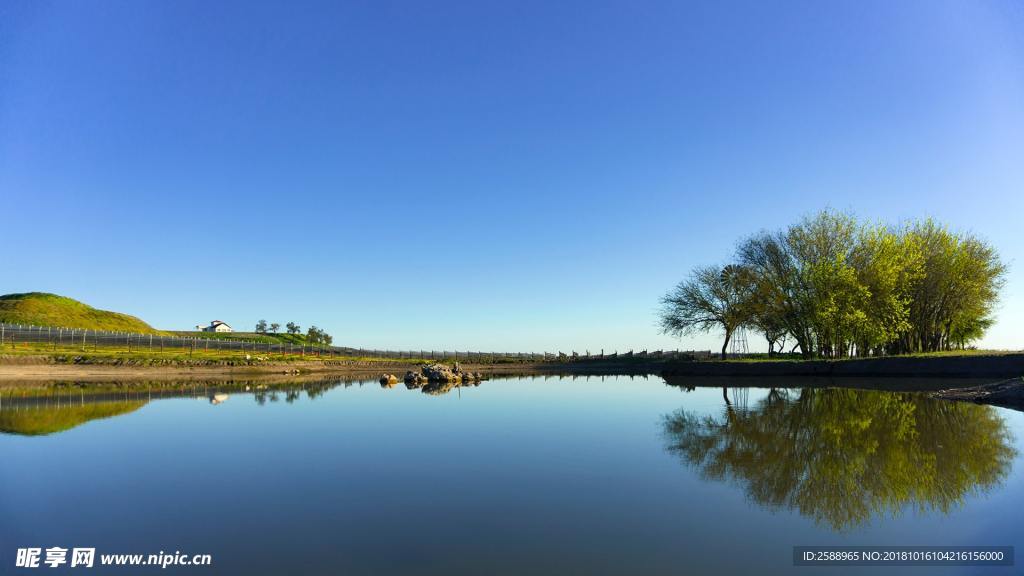 天空 唯美藍天 云層 湖面