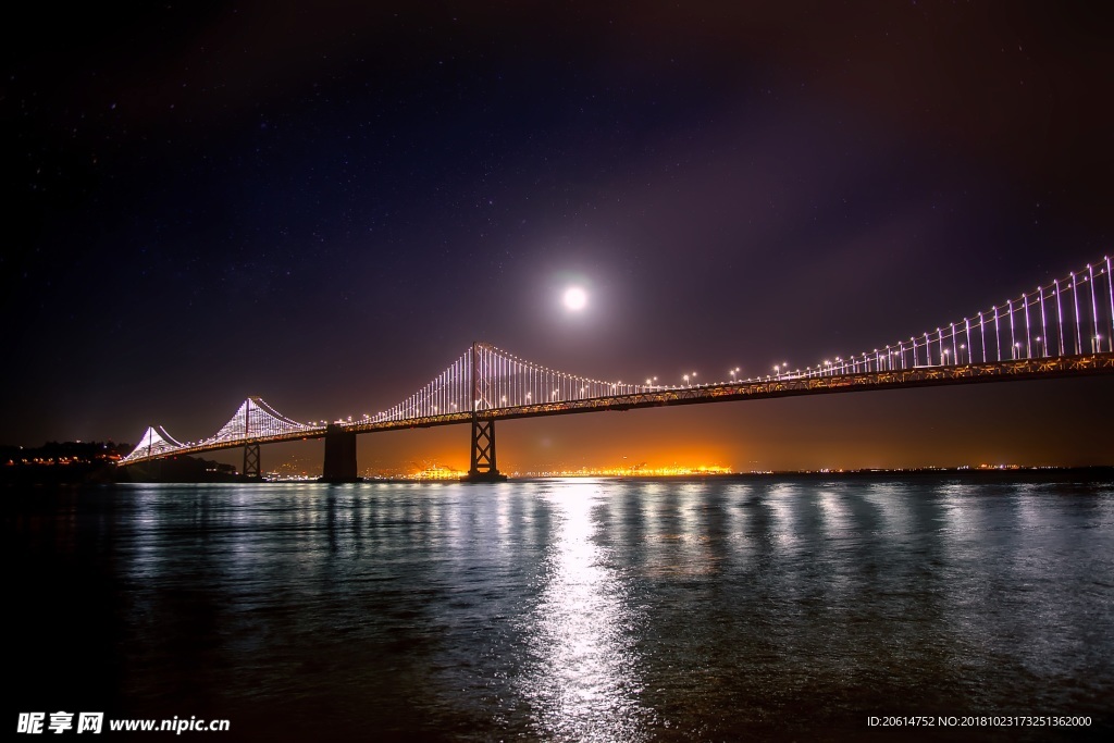 夜色下的河道風(fēng)景