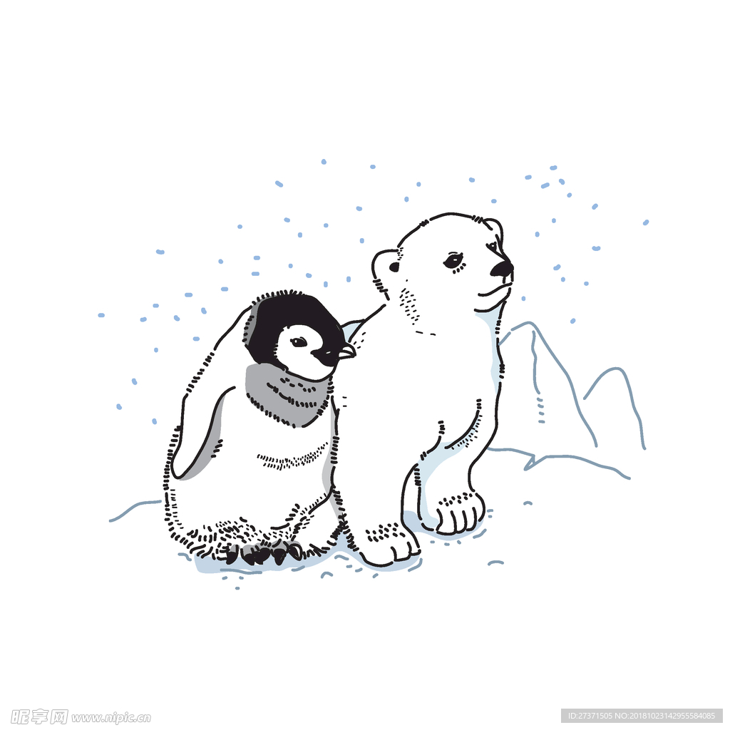 简笔企鹅北极熊
