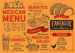 复古手绘墨西哥美食菜单模板