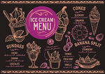 欧式复古手绘冰淇淋冷饮菜单模板