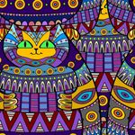 波兰手绘涂鸦治愈系猫咪插画