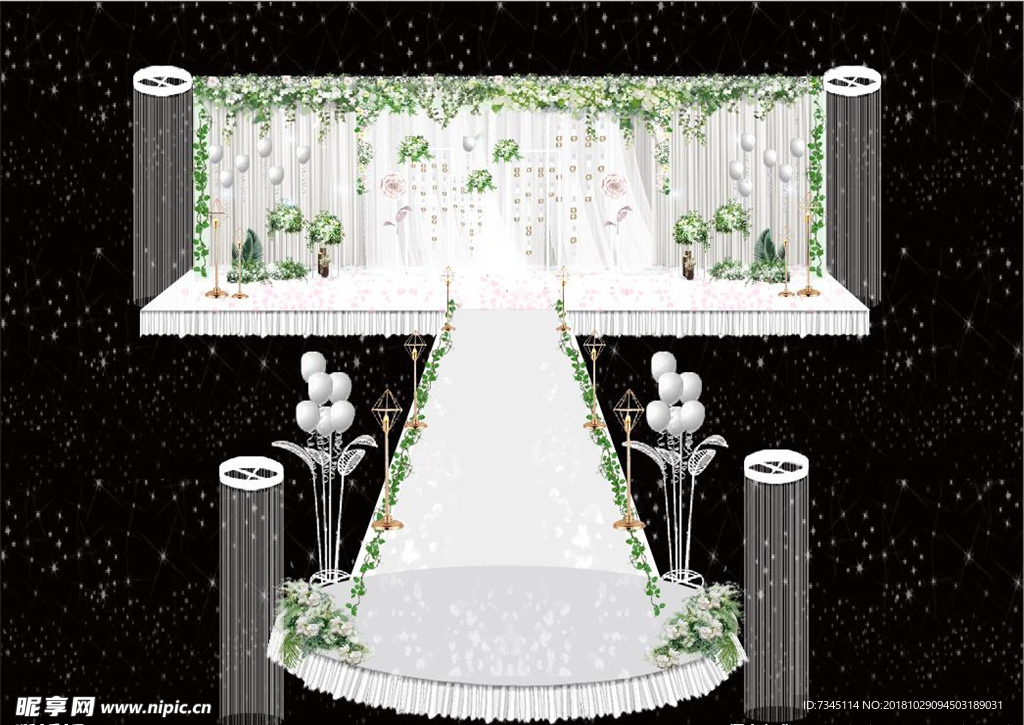 白色清新森林风婚礼效果图
