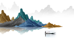 新中式蓝水墨国画抽象山水背景