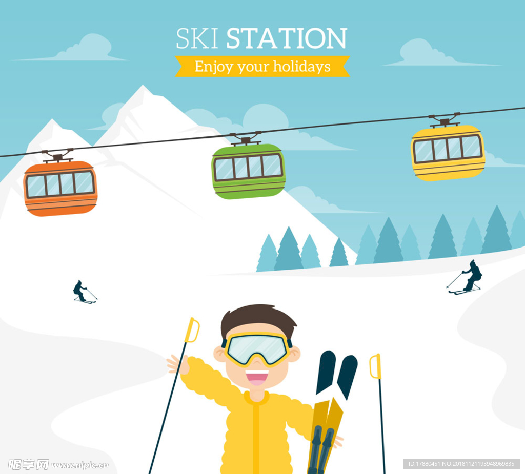 创意度假滑雪男子