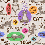 卡通瑜伽猫咪无缝背景