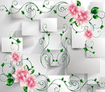 3D抽象梦幻花朵背景墙