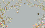 中式花鸟图背景墙