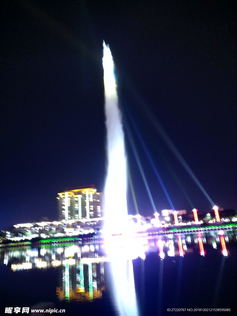 河源东江夜景  音乐喷泉