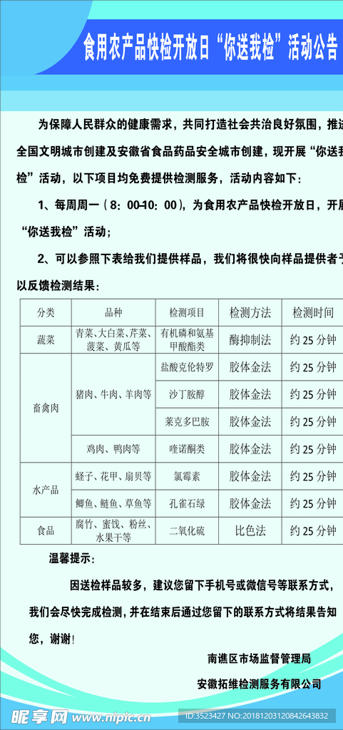 食用 農(nóng)場品 快檢 公告