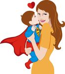 可爱 超人宝宝 亲 年轻妈妈
