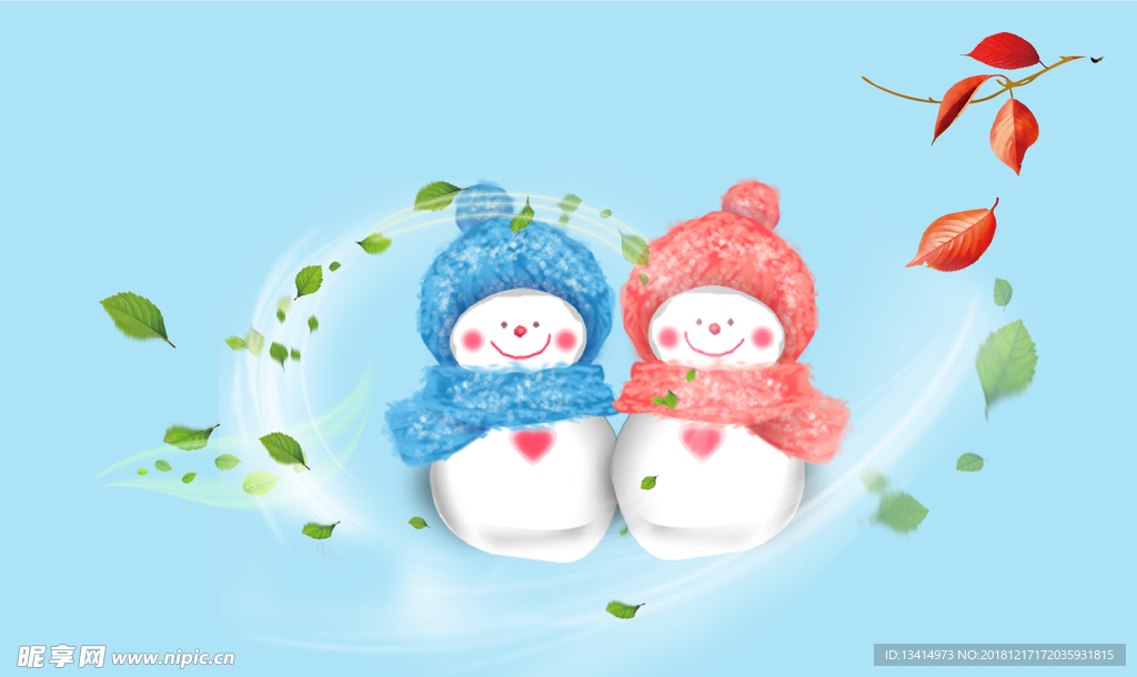 藍色背景的雪人