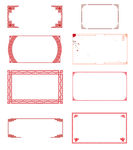 中国红长方形边框图案素材