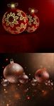 圣诞节彩球素材红色背景