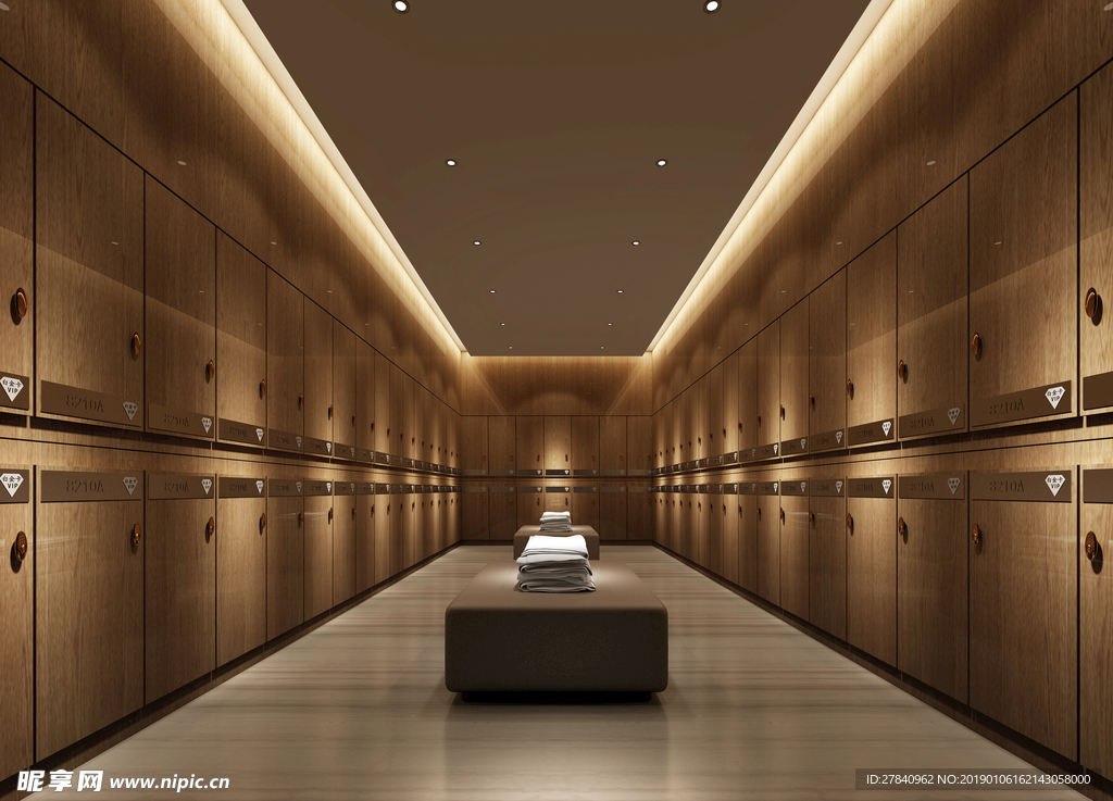 洗浴中心更衣室3D模型效果图