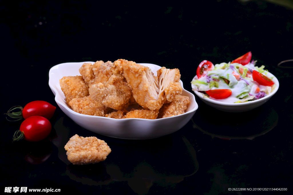 鹽酥雞加蔬菜沙拉