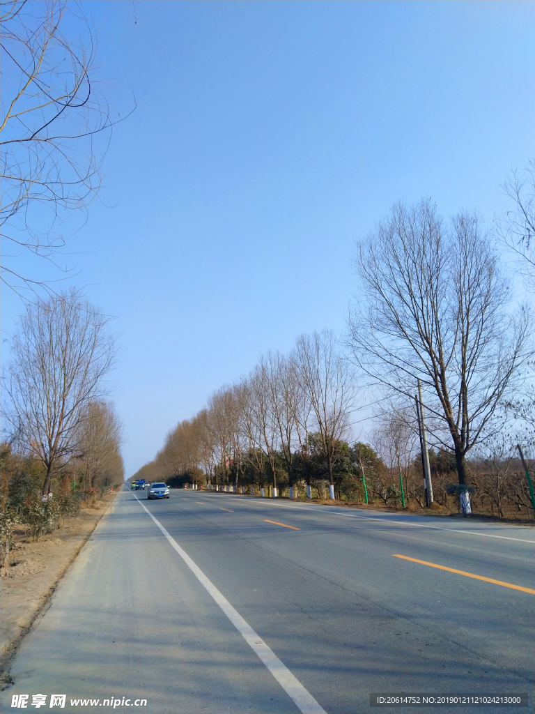 藍天下的鄉村道路風景