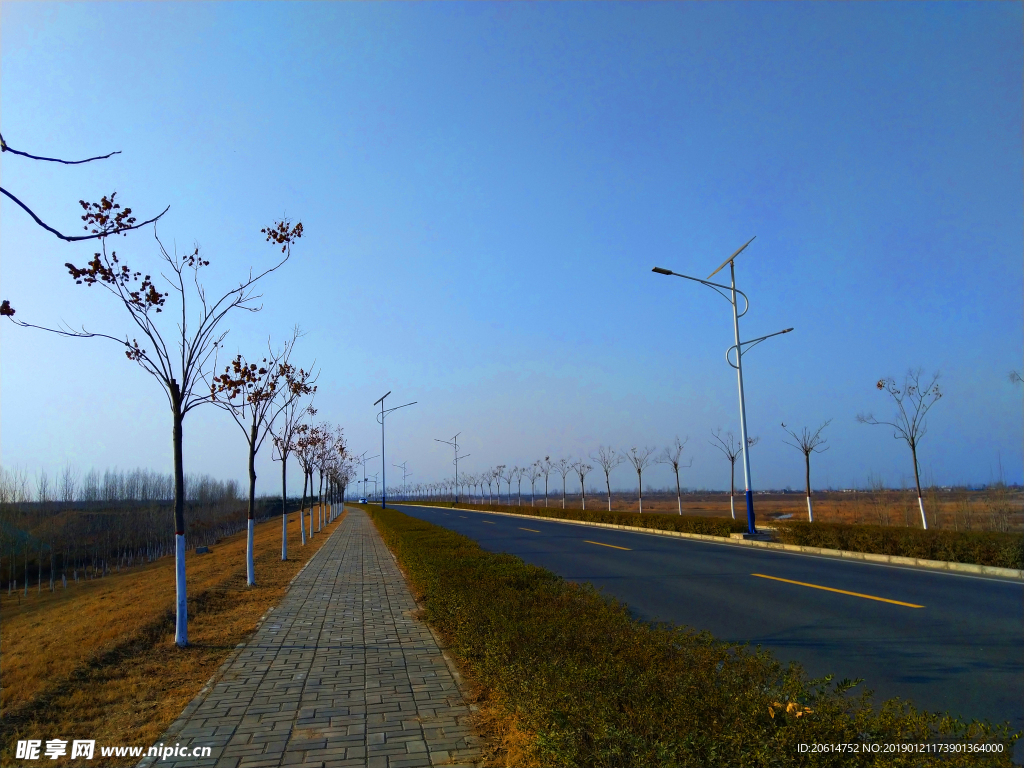 日暮下的道路风景