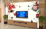 牡丹花电视背景墙
