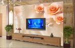 客厅3D玫瑰 花纹电视墙