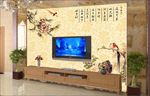 电视背景墙 墙纸 牡丹花背景