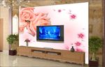 客厅3D玫瑰花纹电视背景墙