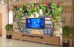 田园花朵电视背景墙壁画