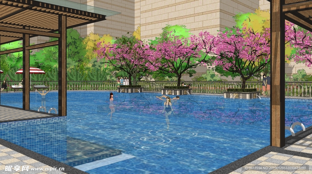 小区中庭游泳池景观设计