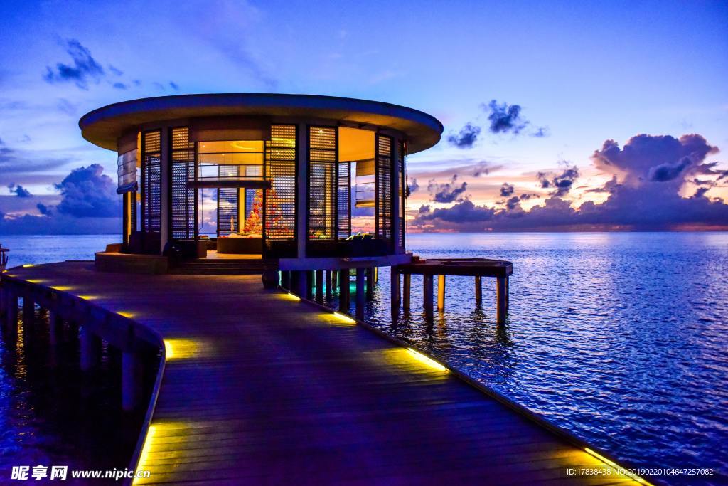 马尔代夫水上房屋海上房屋