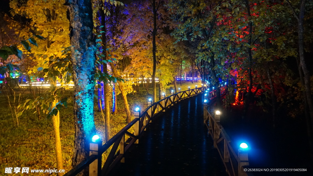 长白山大戏台河夜景