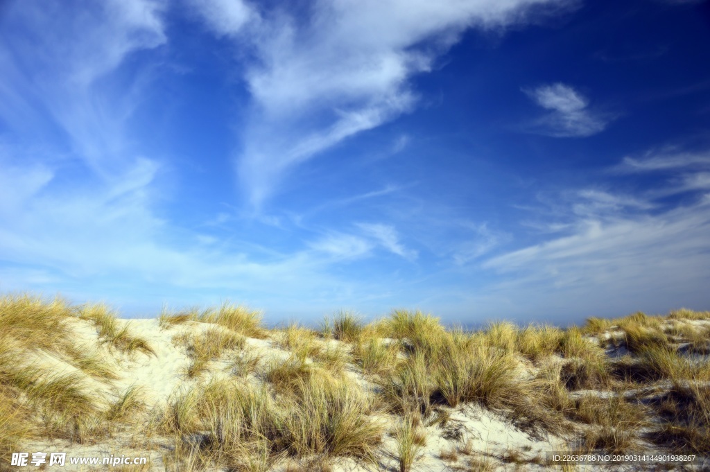 沙丘景观沙滩蓝天白云8k图片