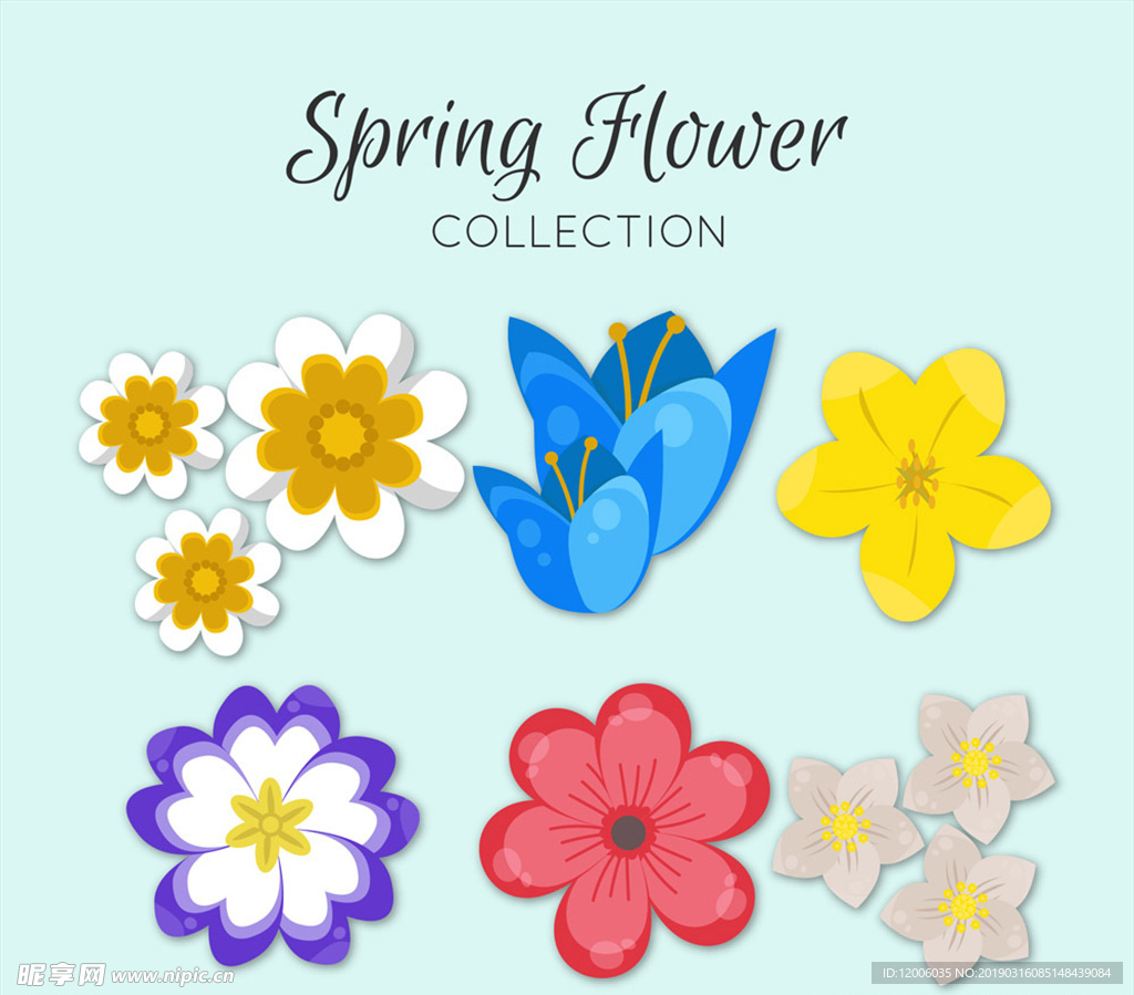 6款彩色质感春季花卉