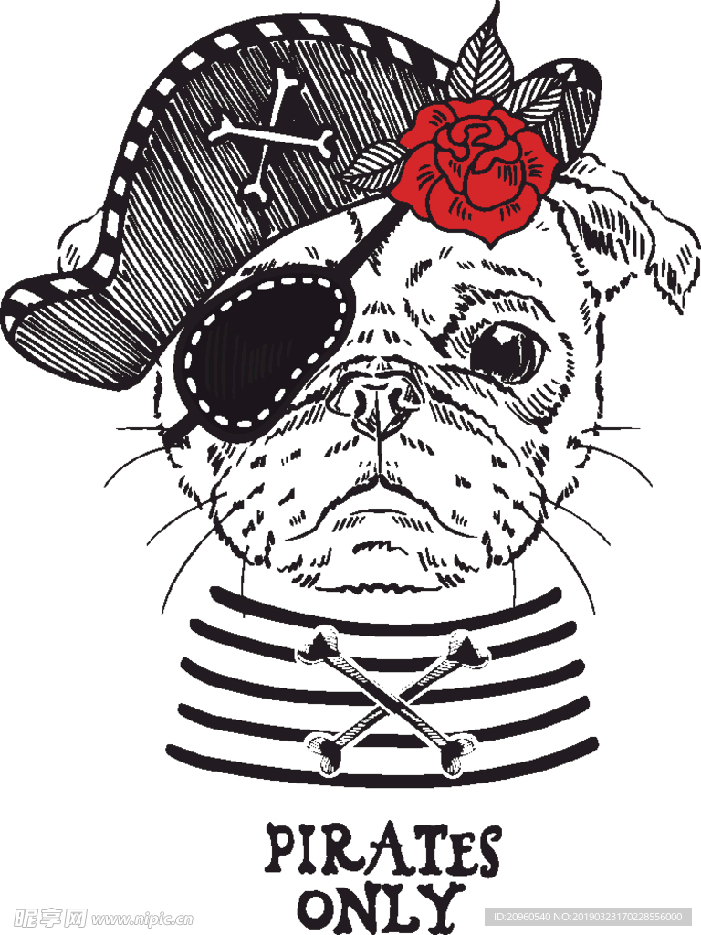 玫瑰花卡通狗