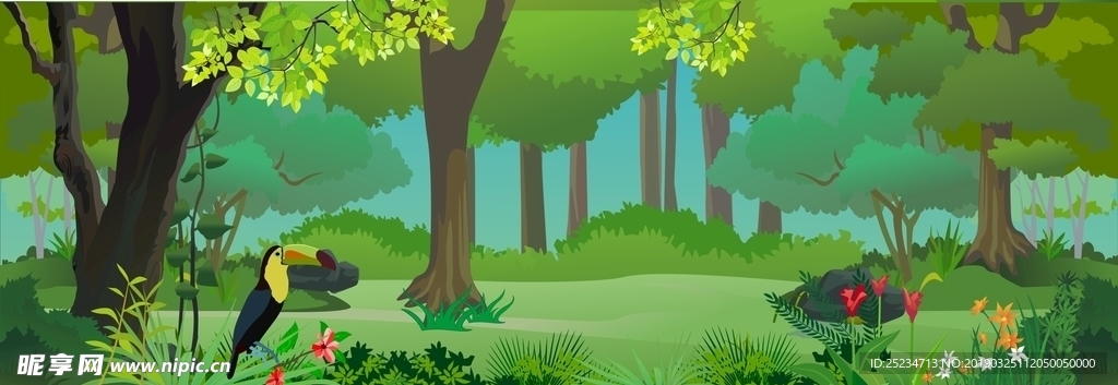 卡通热带雨林背景森林图
