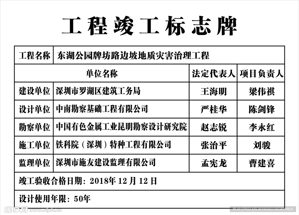 竣工標識牌