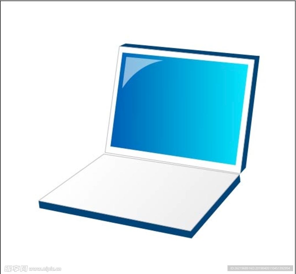 矢量蓝色笔记本电脑
