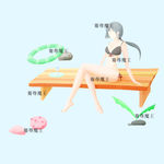 夏日海边泳装少女-噪点插画风