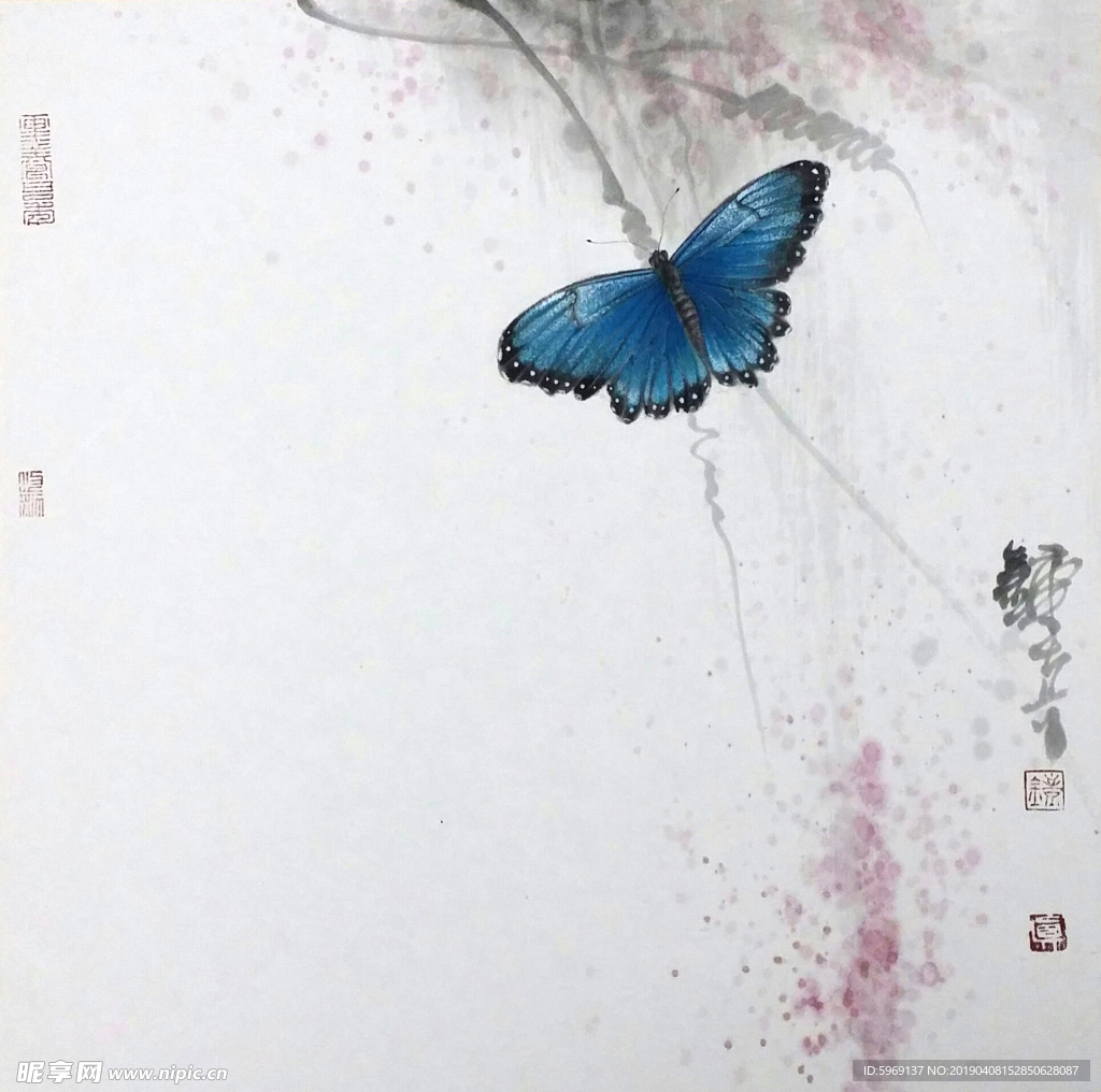 鐘真國(guó)草蟲(chóng)系列手繪國(guó)畫(huà)水墨花鳥(niǎo)