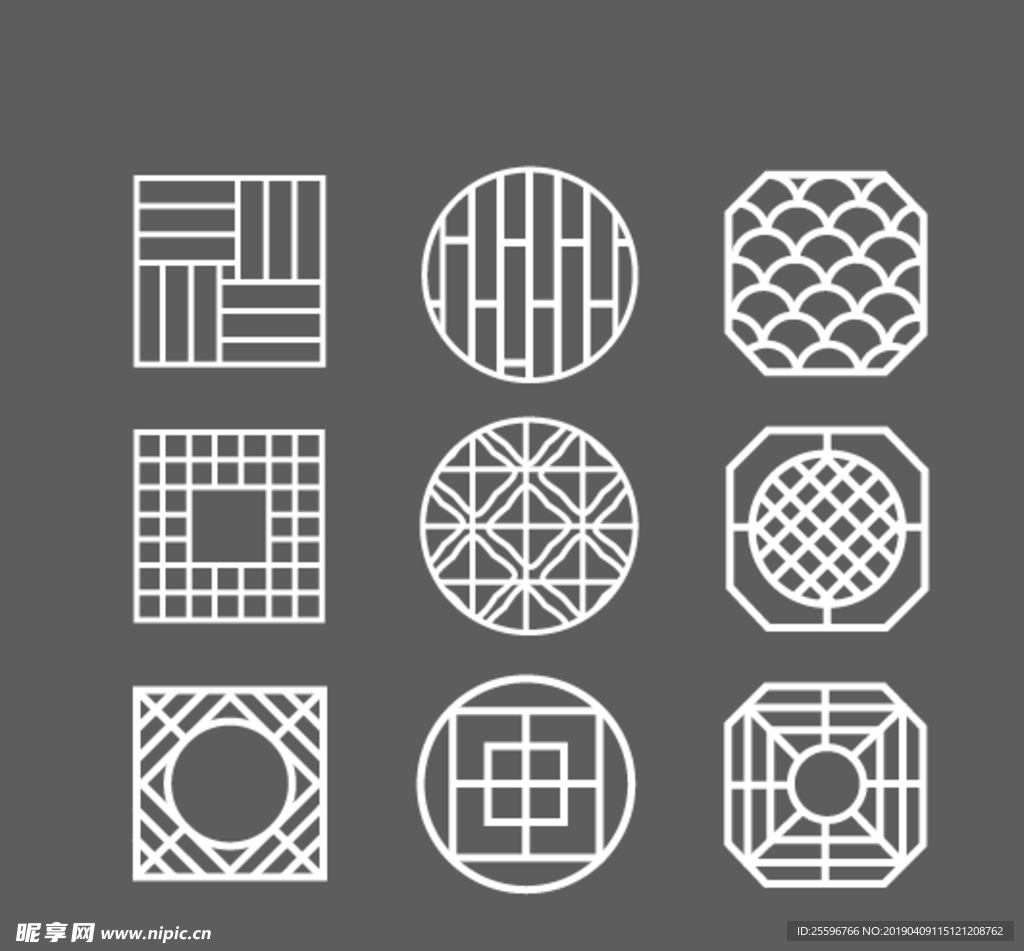 中式窗戶矢量元素
