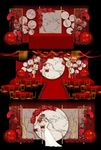新中式红色喜庆花鸟婚礼效果图