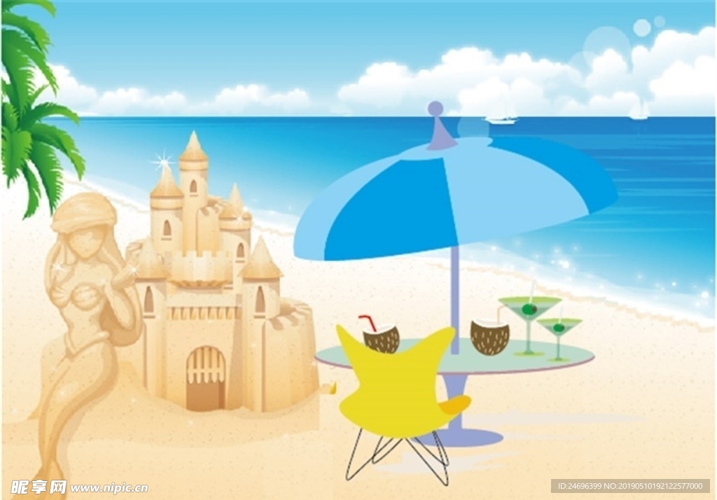 夏日沙灘場景