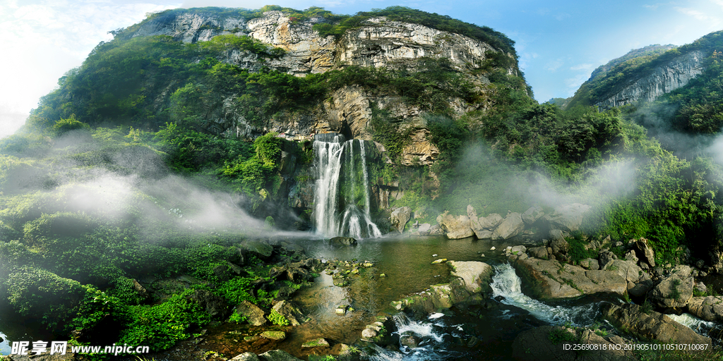 山 水 風光 瀑布 霧 生態