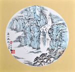 周志杰 国画小品《高山流水》