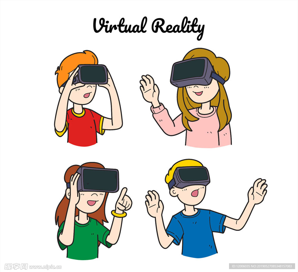 4款彩绘戴VR头显的人物半身像