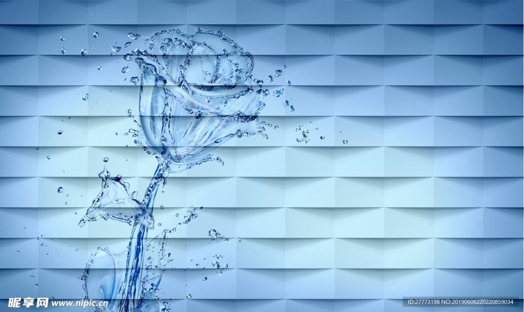 蓝色底纹水花朵抽象艺术简洁背景