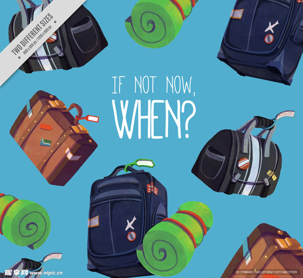 彩色行李箱和旅行包无缝背景