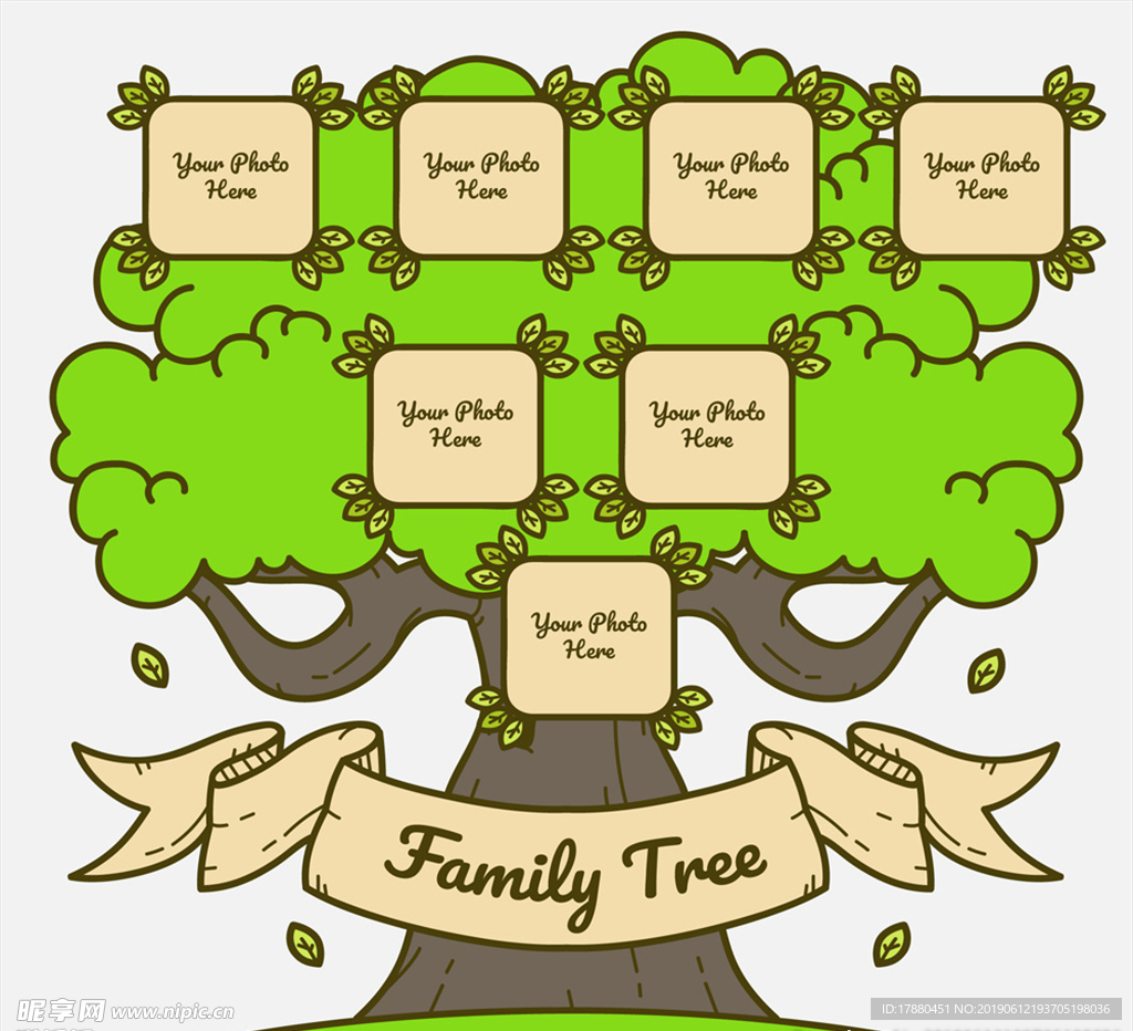 创意彩绘绿色家族树