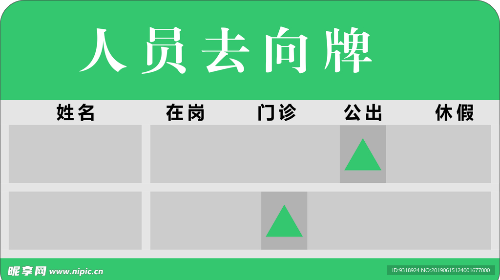 人員去向牌