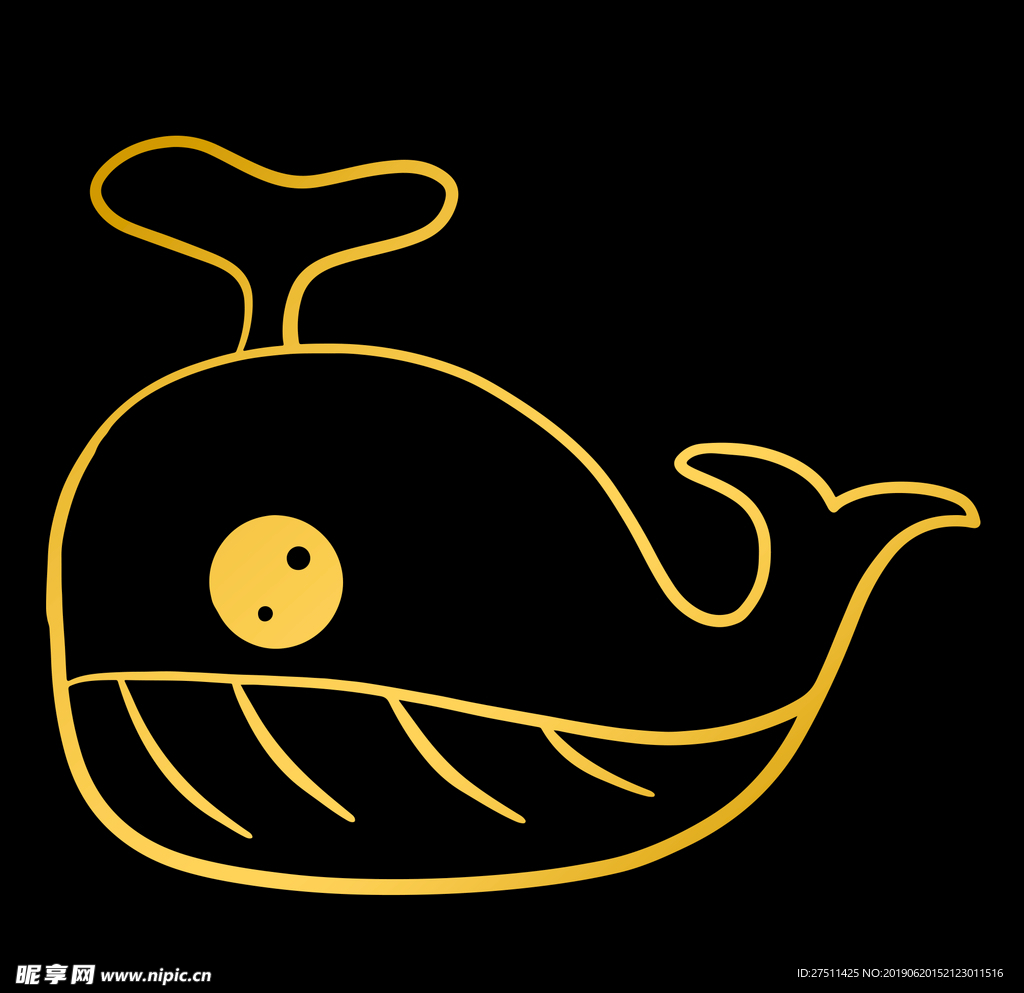 金色鲸鱼线稿